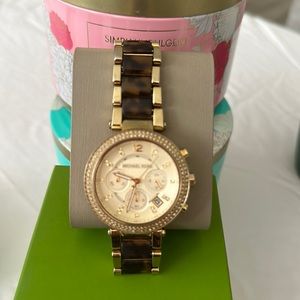 MICHAEL KORS women watch tiger eye print.two tone band.party+casual wear.
